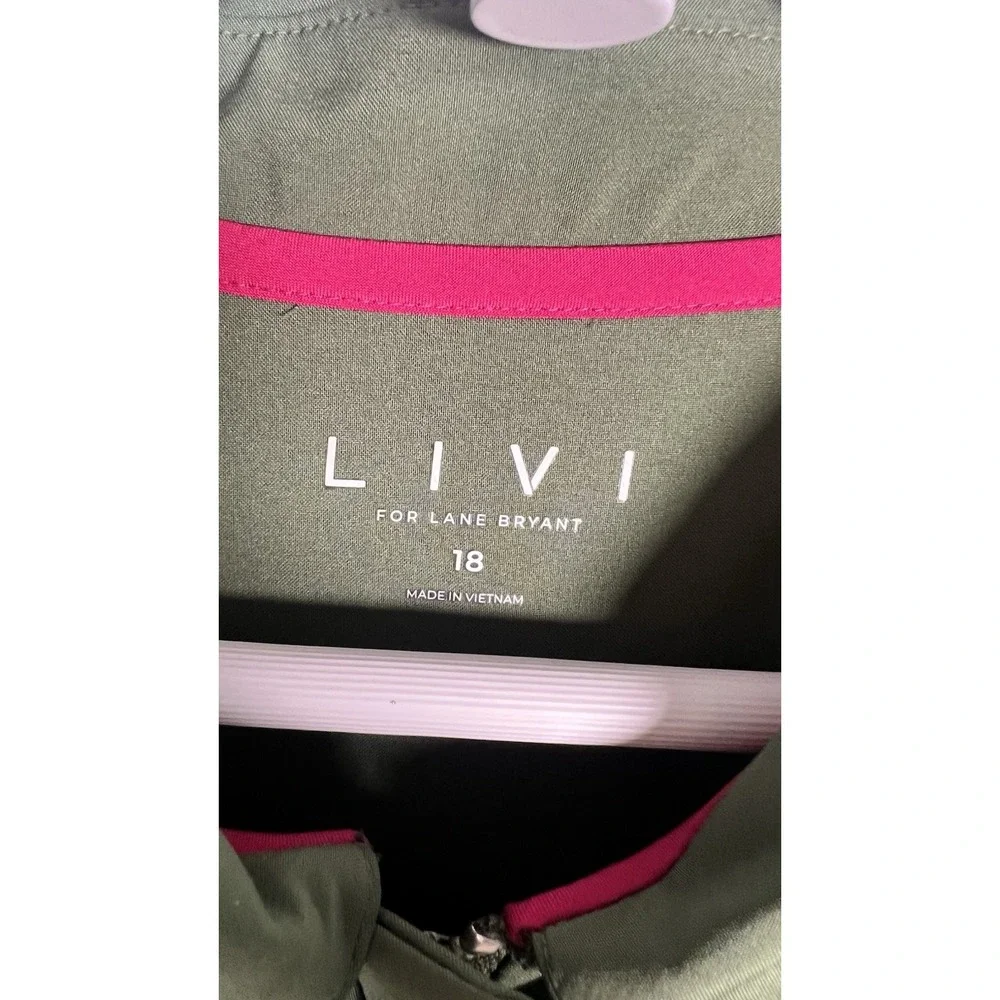 LIVI By Lane Bryant Plus Size 18 Green Stretch‎ Woven Zip-Up Sleeveless Jumpsuit - Picture 8 of 13